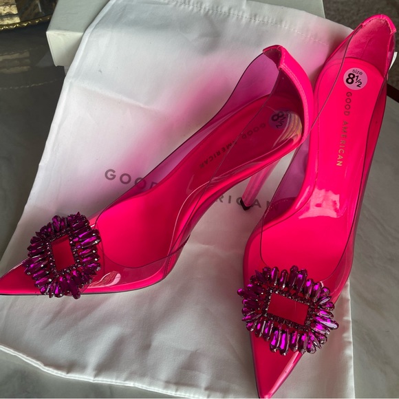 Good American | Shoes | Good American Cinderella Clear Hot  Good American Cinderella Clear Hot Pink Pumps Size 8.5